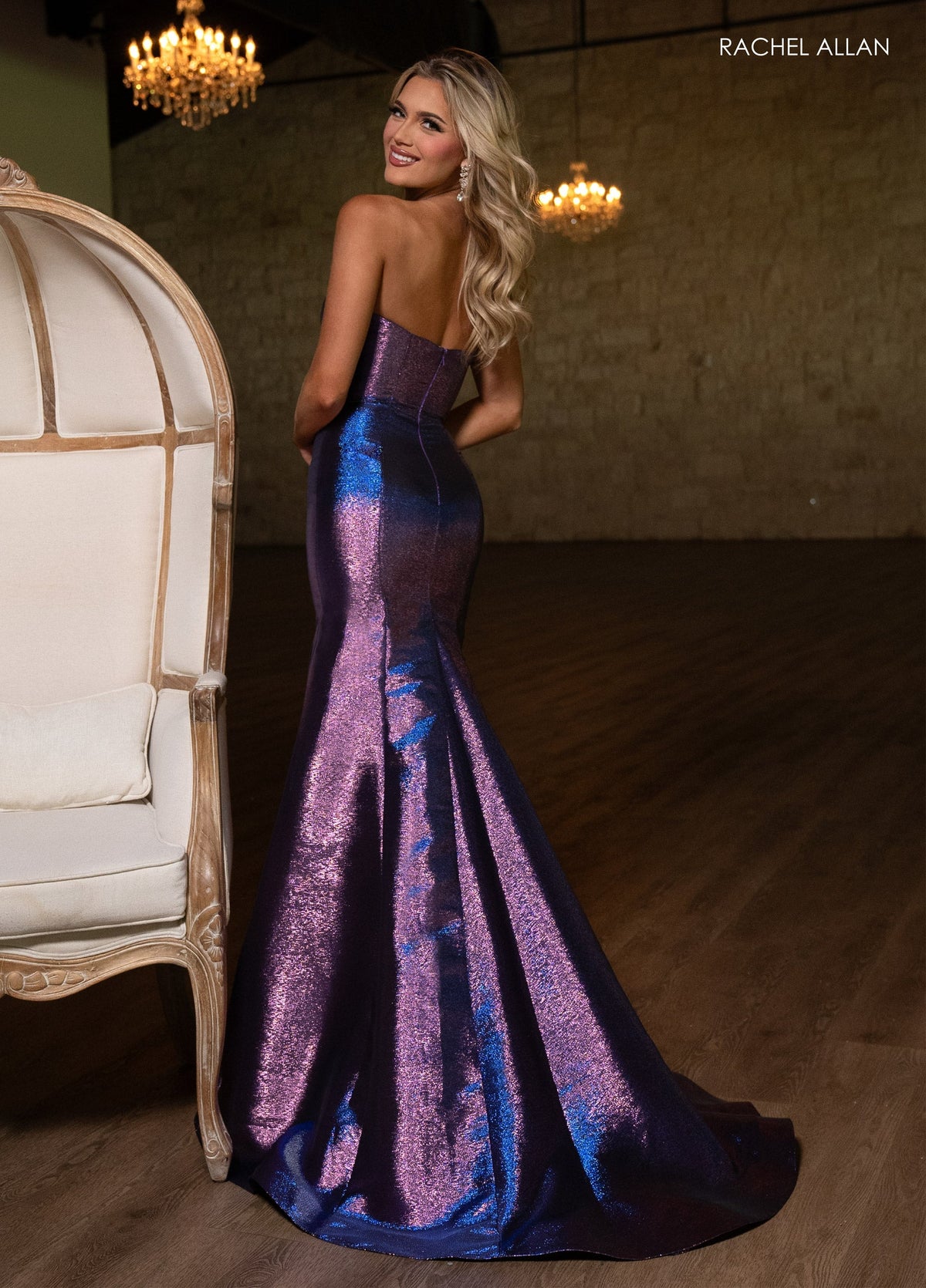 Rachel Allan 70743 Metallic Strapless Mermaid Dress