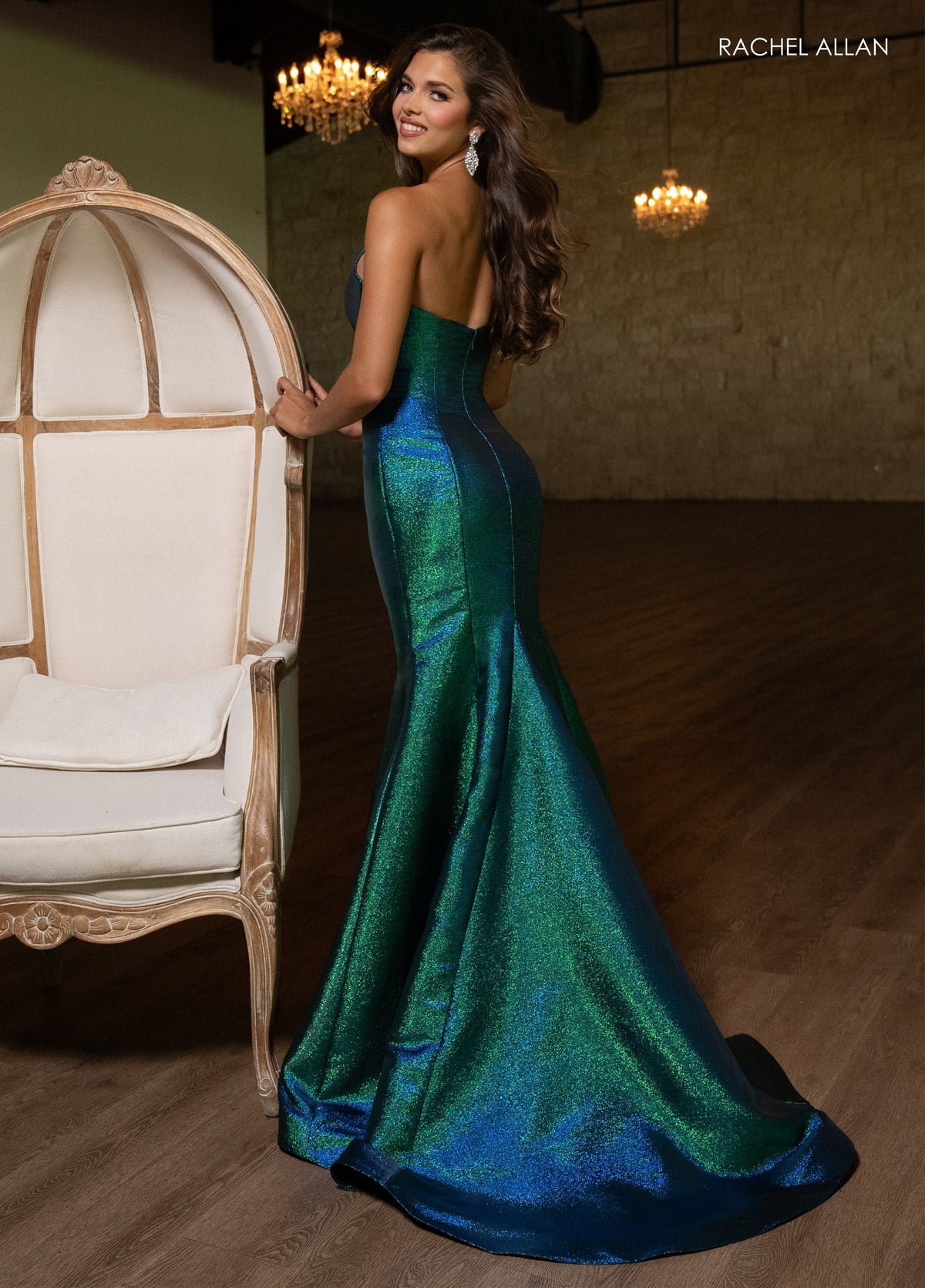 Rachel Allan 70743 Metallic Strapless Mermaid Dress