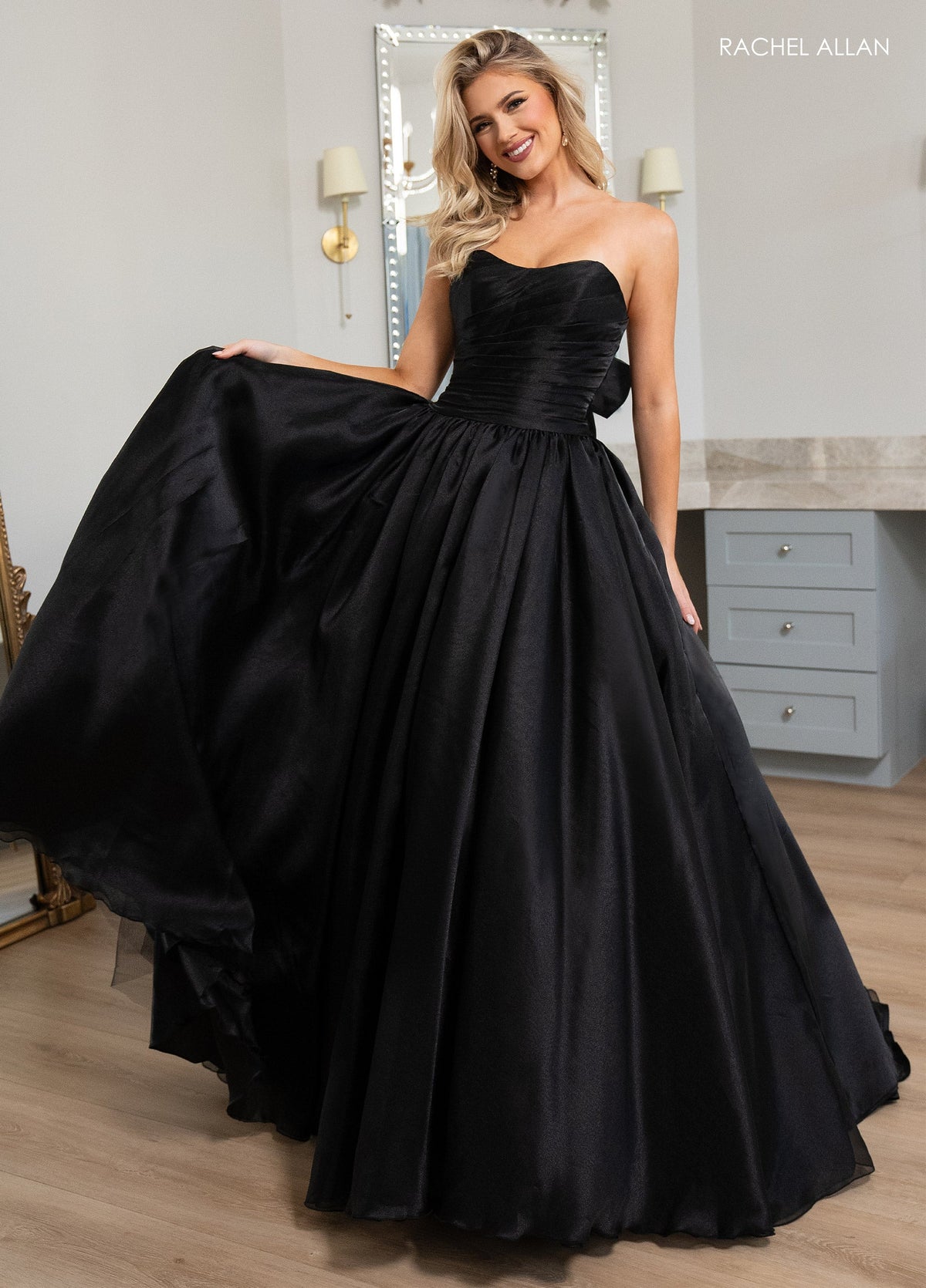 Rachel Allan 70768 Organza Strapless A-line Gown