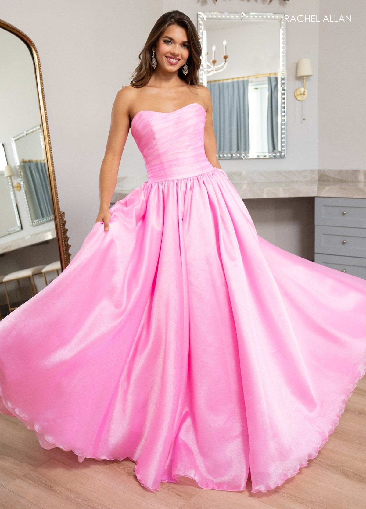 Rachel Allan 70768 Organza Strapless A-line Gown