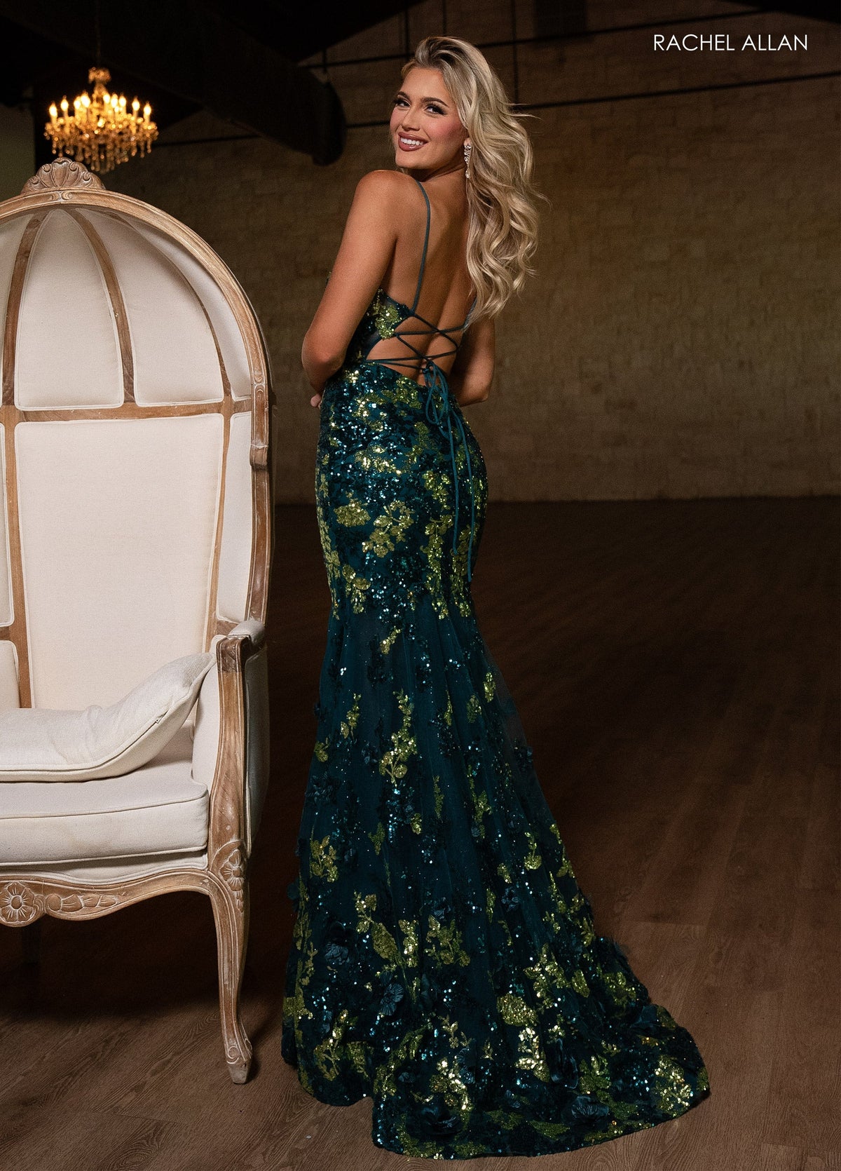 Rachel Allan 70858 Glitter Fitted Sleeveless Gown