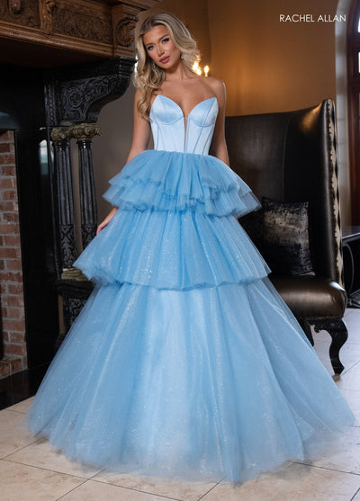 Rachel Allan 70876 Strapless Tiered Ball Gown