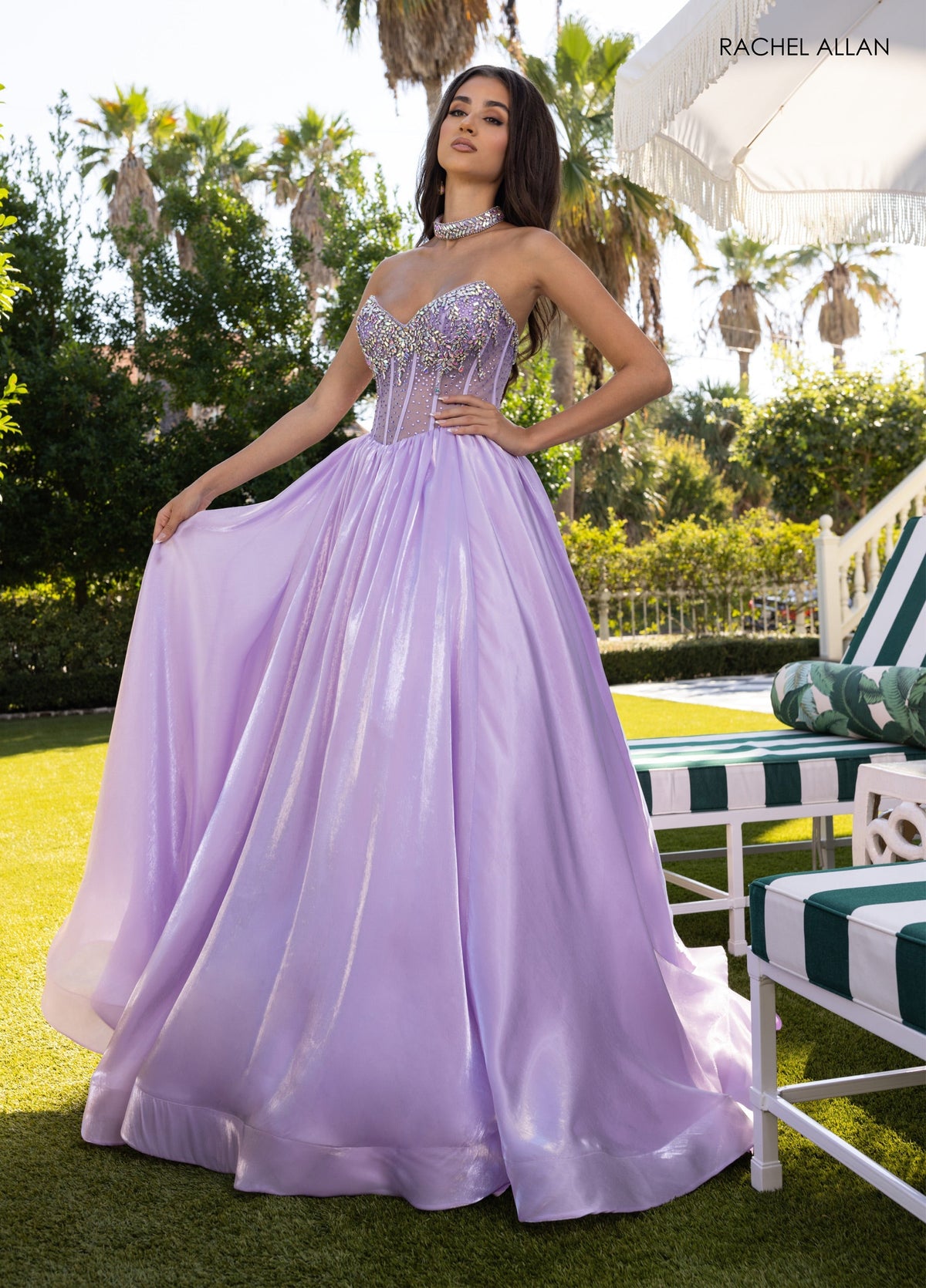Organza Strapless A-line Gown by Rachel Allan 70998