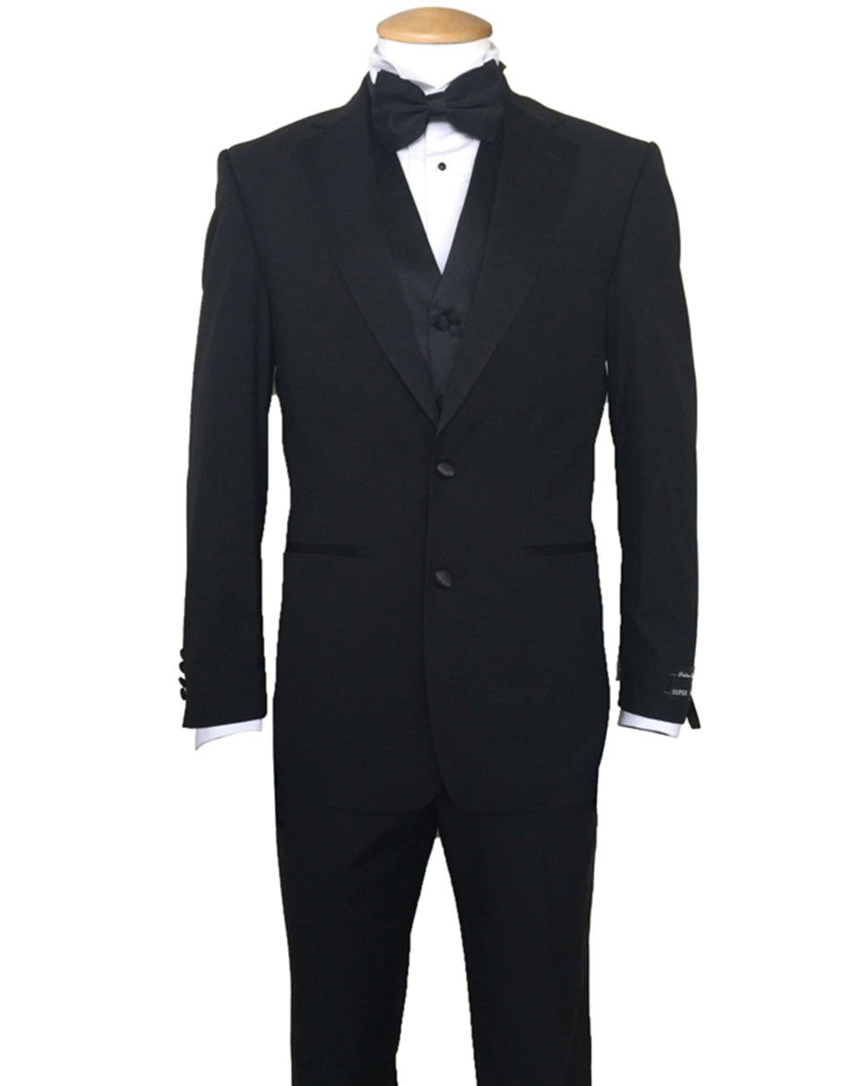 Classic 2 Button Black Vested Tuxedo