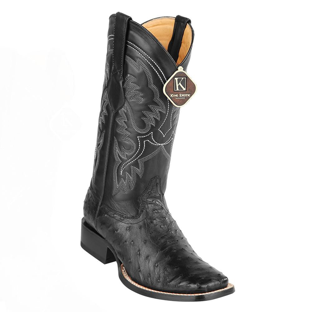 King Exotic Ostrich Square Toe Boots for Men