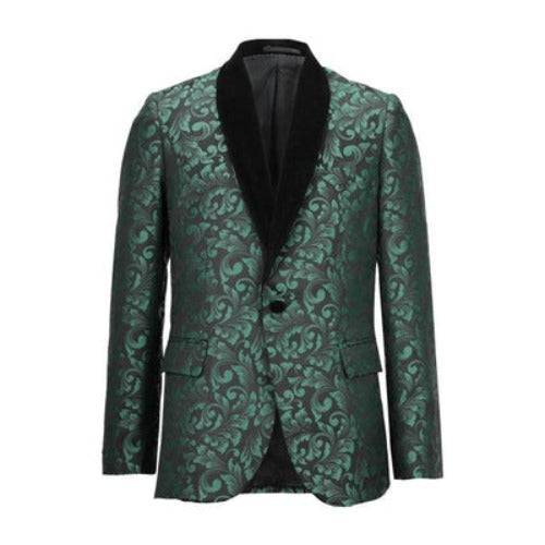 Mens Paisley Blazer - Floral Sport Coat - Hunter - Emerald Green Sport Jacket
