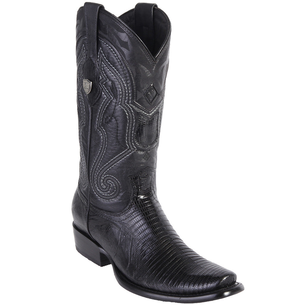 Black lizard cowboy boot