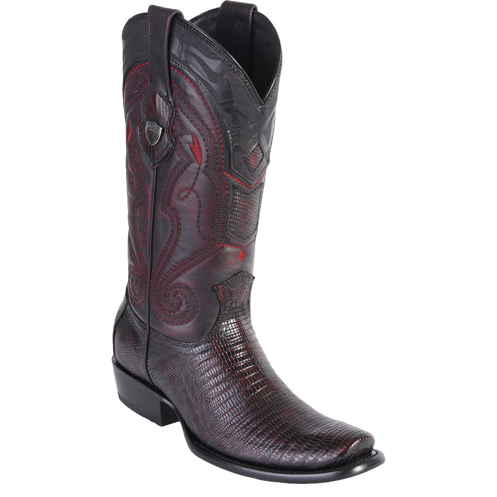 Black cherry lizard cowboy boot