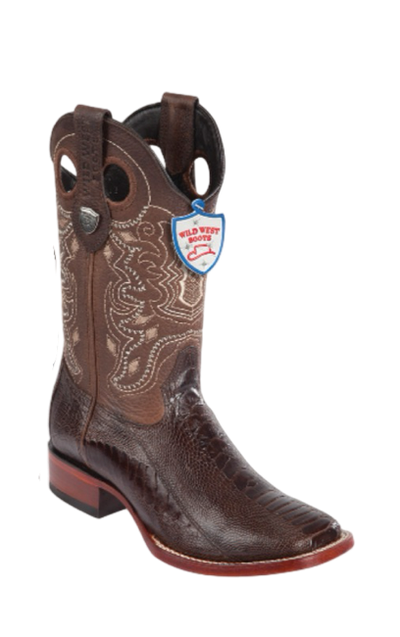 Wild West Square Toe Brown Ostrich Boots