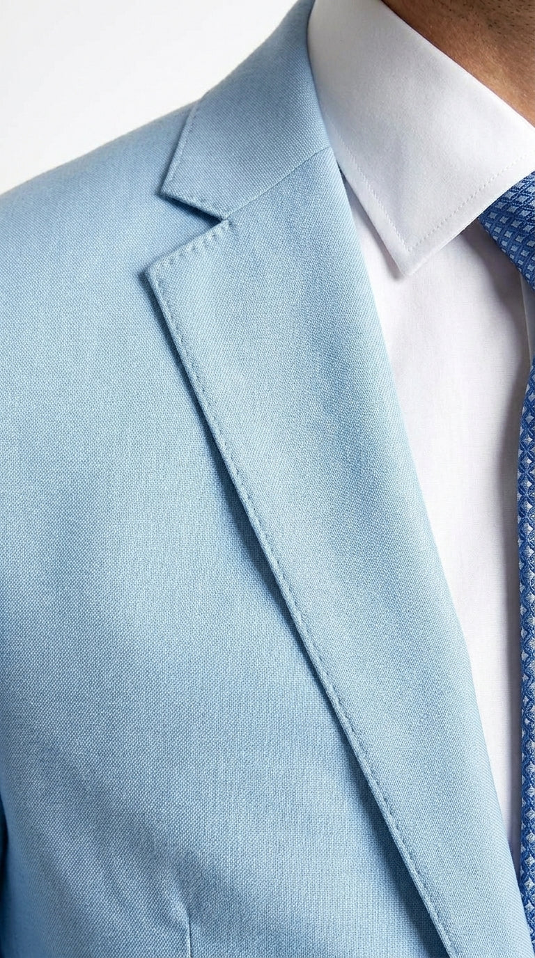 Men’s Light Blue Suit with Shorts – Casual Summer Blazer and Shorts Set for Wedding, Party and Smart Casual Wear