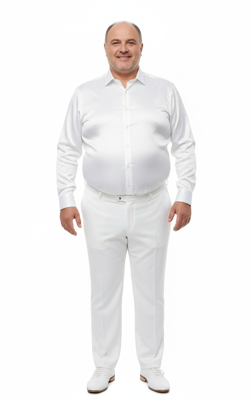 Men’s White Satin Long Sleeve Formal Shirt