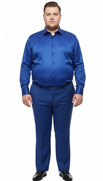 Royal Blue Satin Menβs Formal Dress Shirt