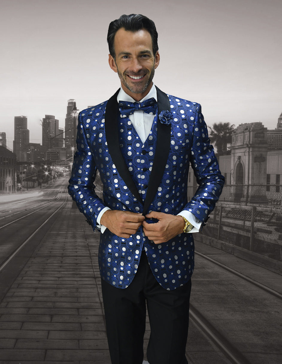 Men's Royal Polka Dot Tuxedo with Vest