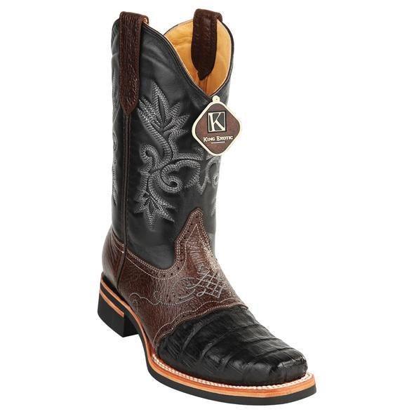 King Exotic Caiman Square Toe Western Boots