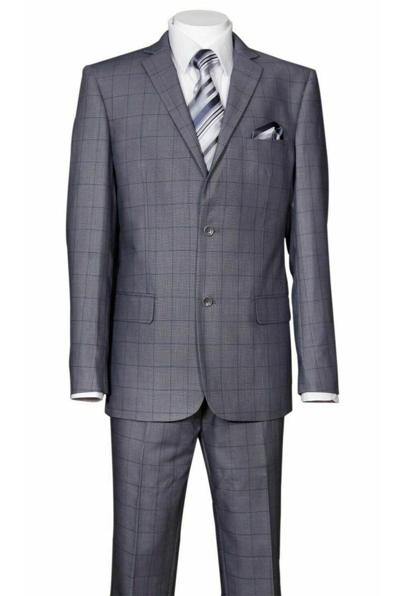 Modern Fit Grey Plaid Suit - 2 Button