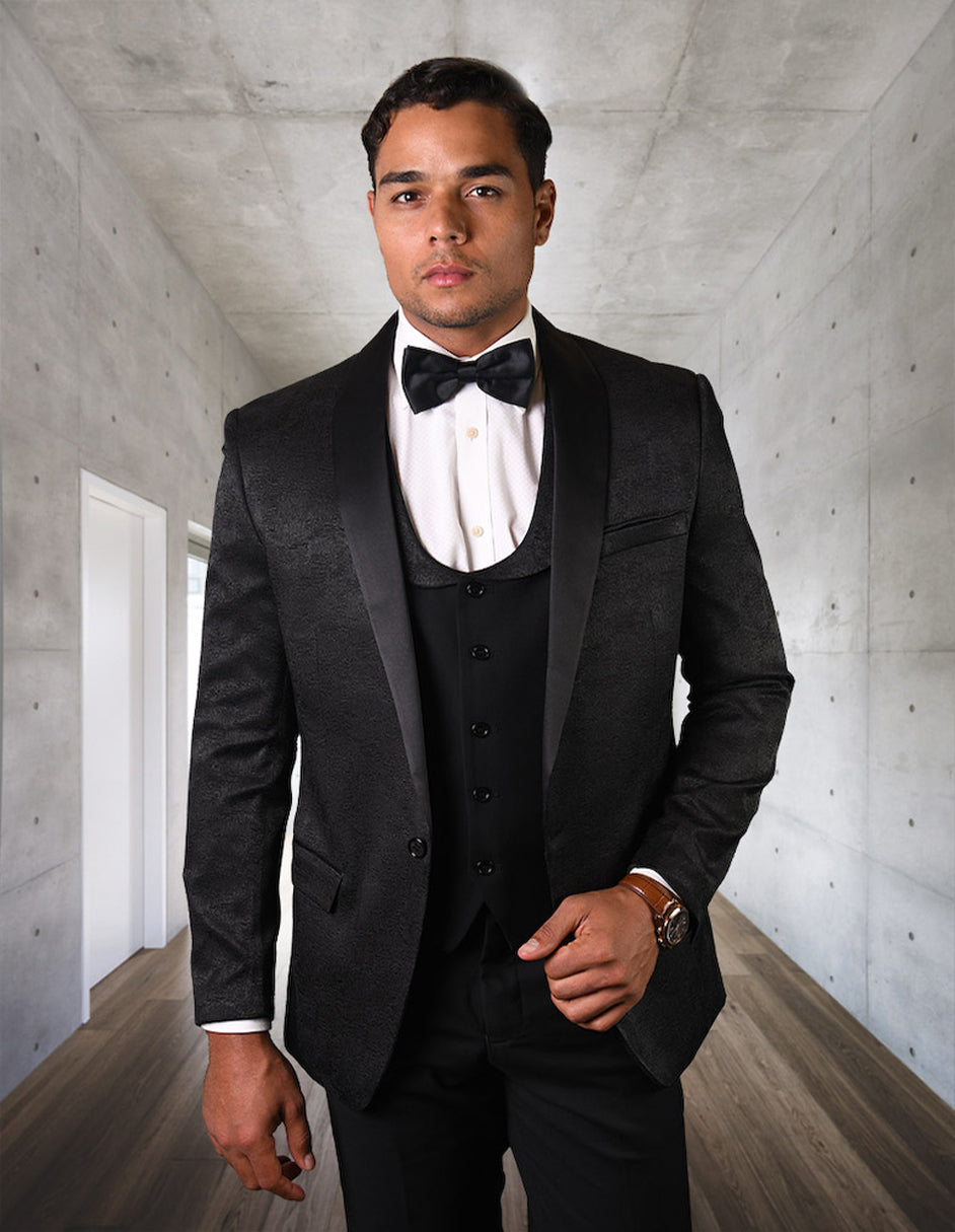 Black Paisley Shawl Lapel Prom Tuxedo