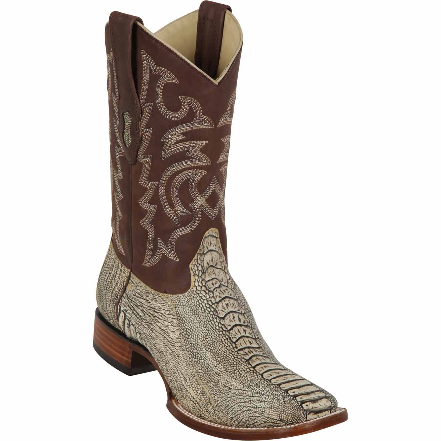Los Altos Ostrich Leg Wide Square Toe Boots - Rustic