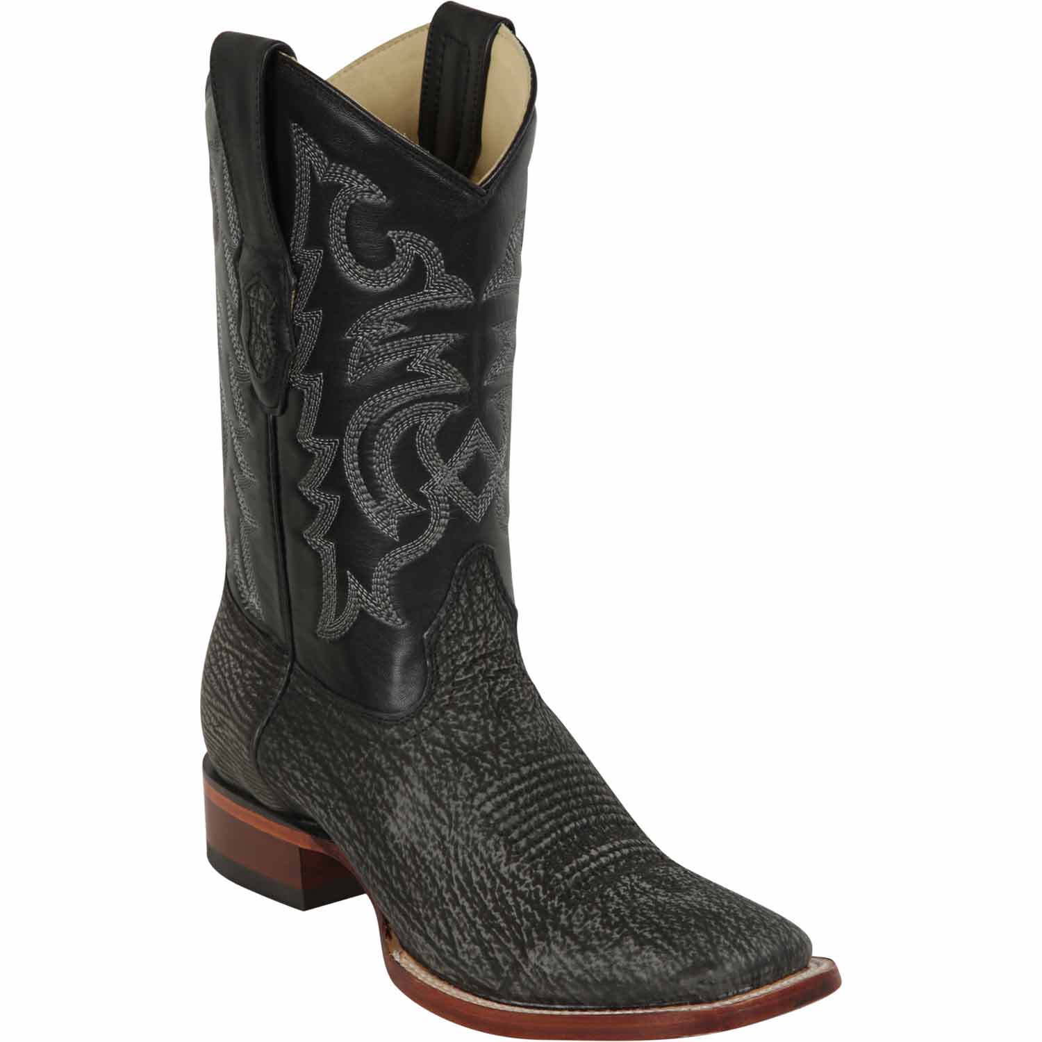 Los Altos Shark Skin Wide Square Toe Boots for Men