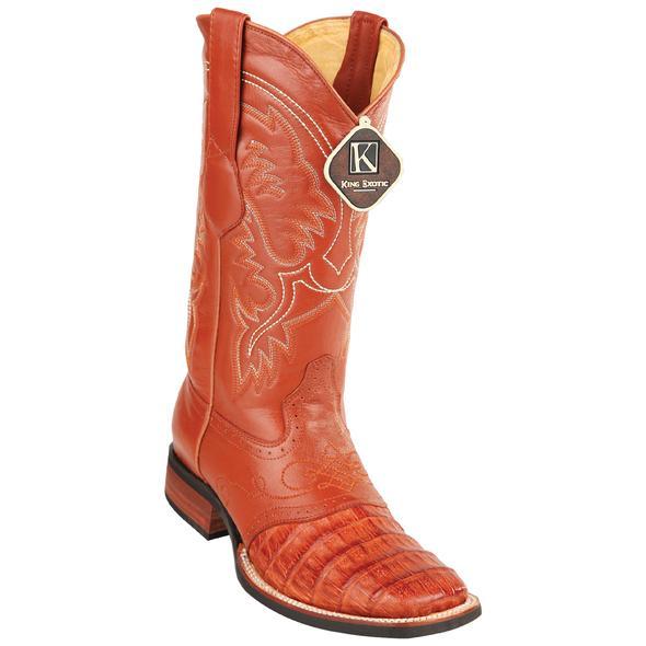 King Exotic Caiman Crepe Sole Boots, Saddle Cognac