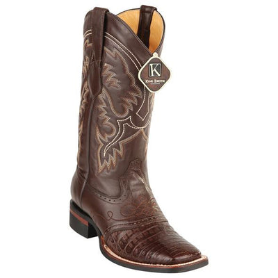 King Exotic Caiman Crepe Sole Square Toe Boots