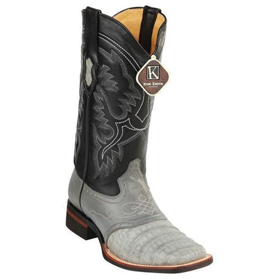 King Exotic Caiman Crepe Sole Square Toe Boots