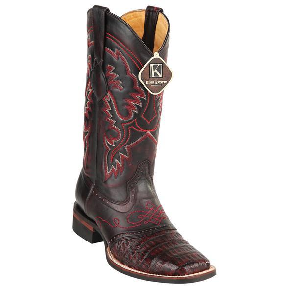 Caiman Crepe Sole Square Toe Boots in Black Cherry