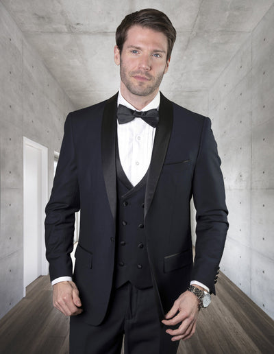 Navy Wool Shawl Tuxedo & Vest Set