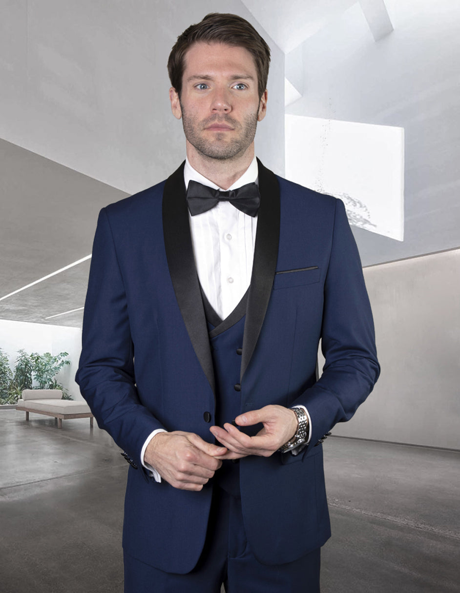 Men's Sapphire Wool Shawl Tuxedo & Vest
