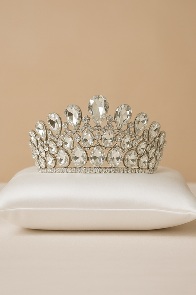 Crystal Teardrop Quinceañera Tiara – Silver Rhinestone Crown