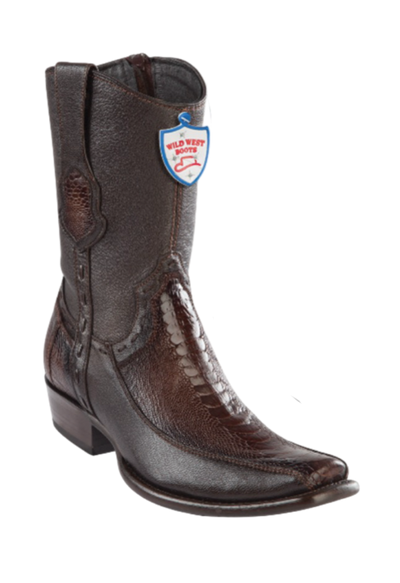 Wild West Ostrich Leg Boots Dubai Toe Faded Brown