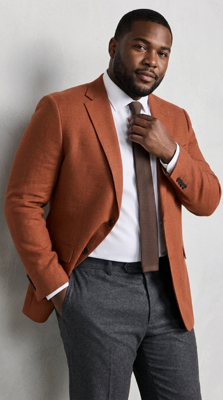 Men’s Burnt Orange Suit Jacket – 2 Button Notch Lapel Formal Blazer