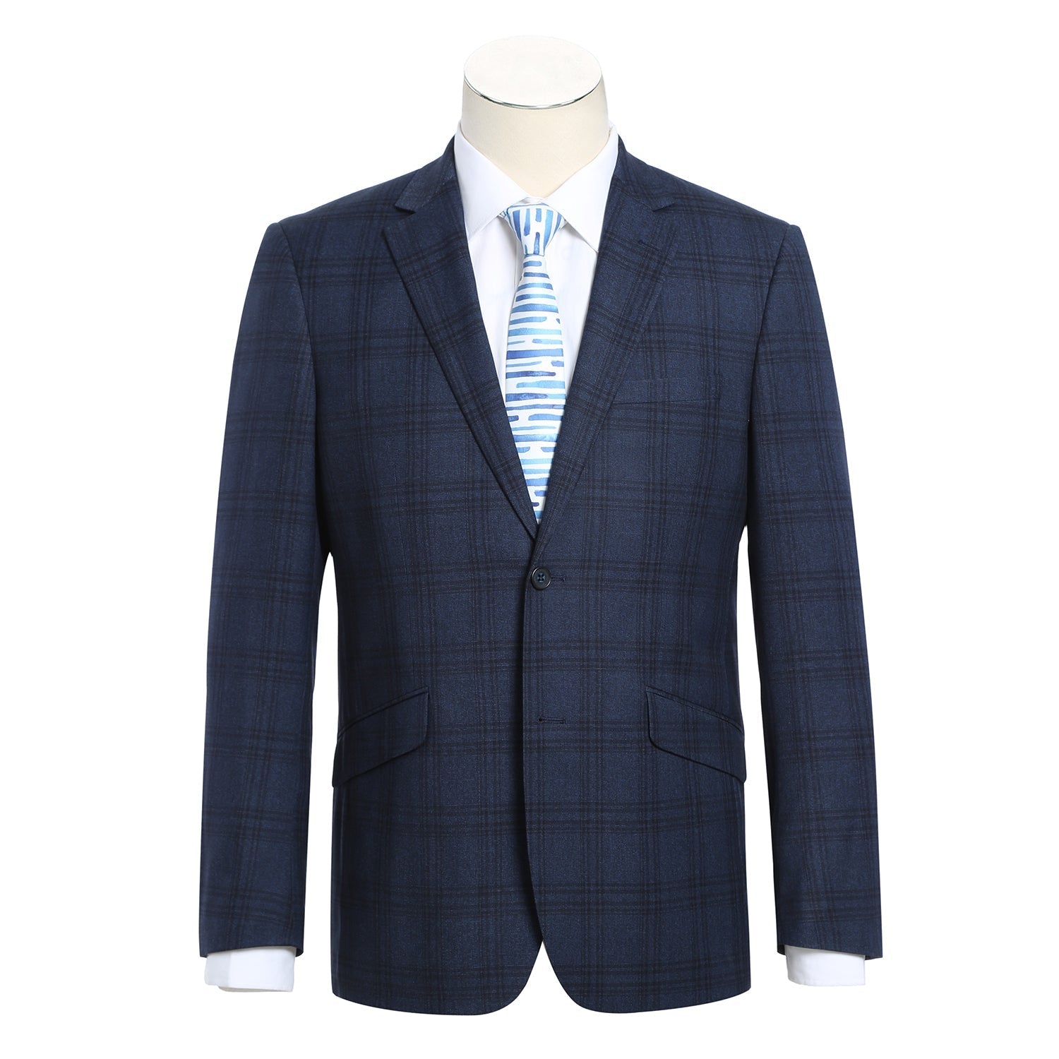 Men's Slim Fit Stretch Checked Suit by Renoir