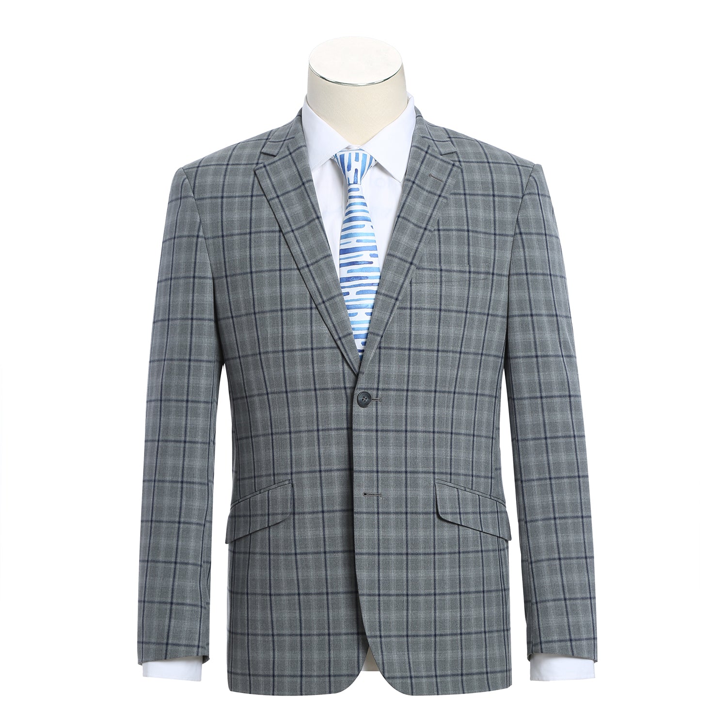Men's Slim Fit Stretch Checked Suit by Renoir
