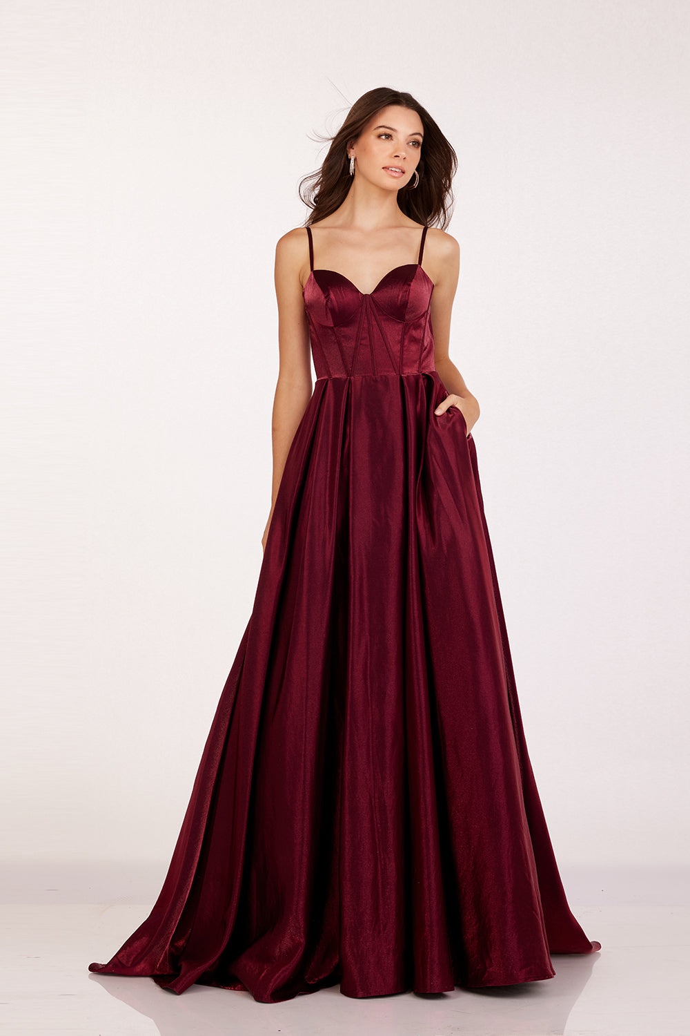 Abby Paris 90224 Satin Sleeveless Sweetheart A-Line Gown