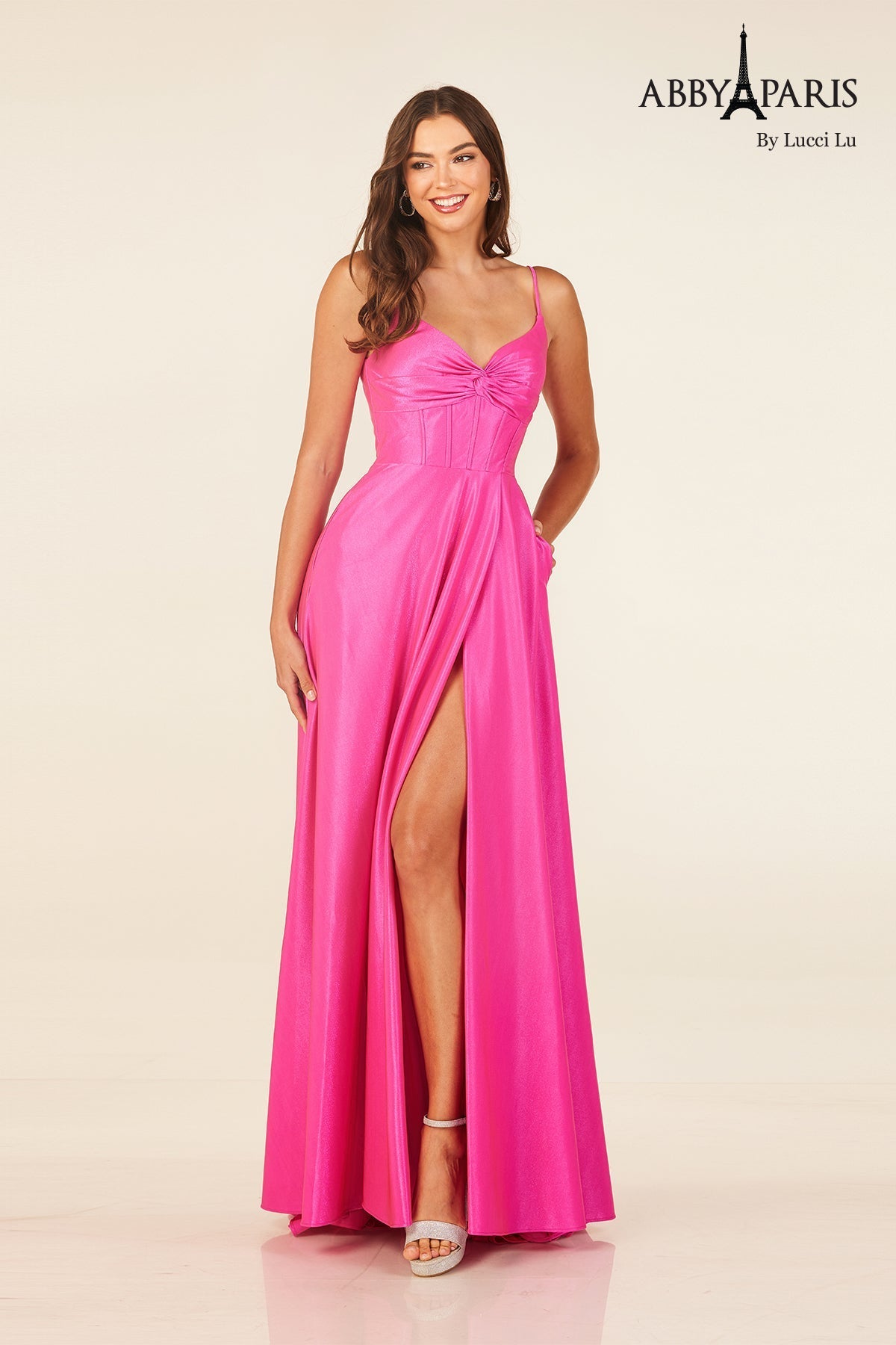 Abby Paris 90309 Sleeveless A-line Slit Evening Gown