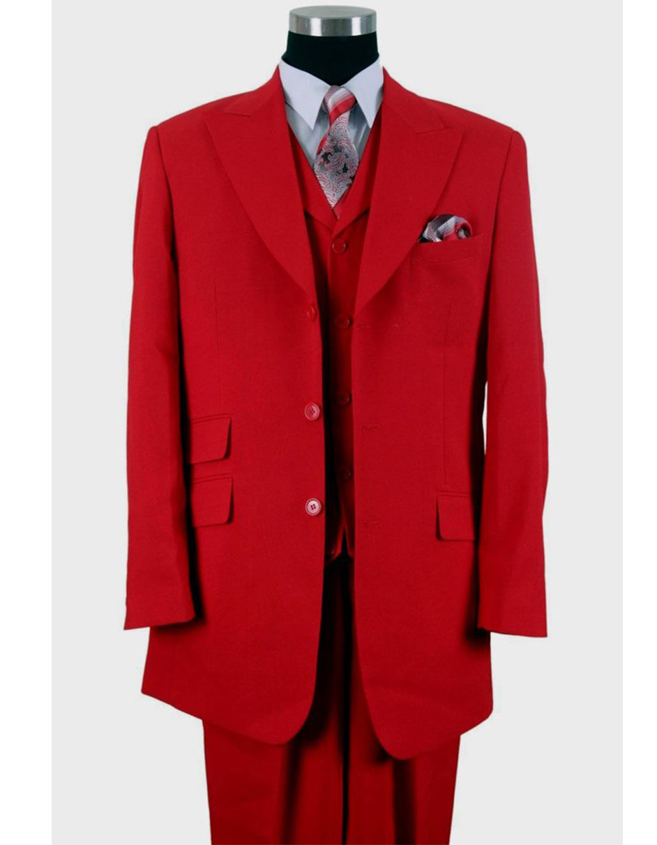 Mens 3 Button Peak Lapel Fashion Suit in Burgundy main image 0