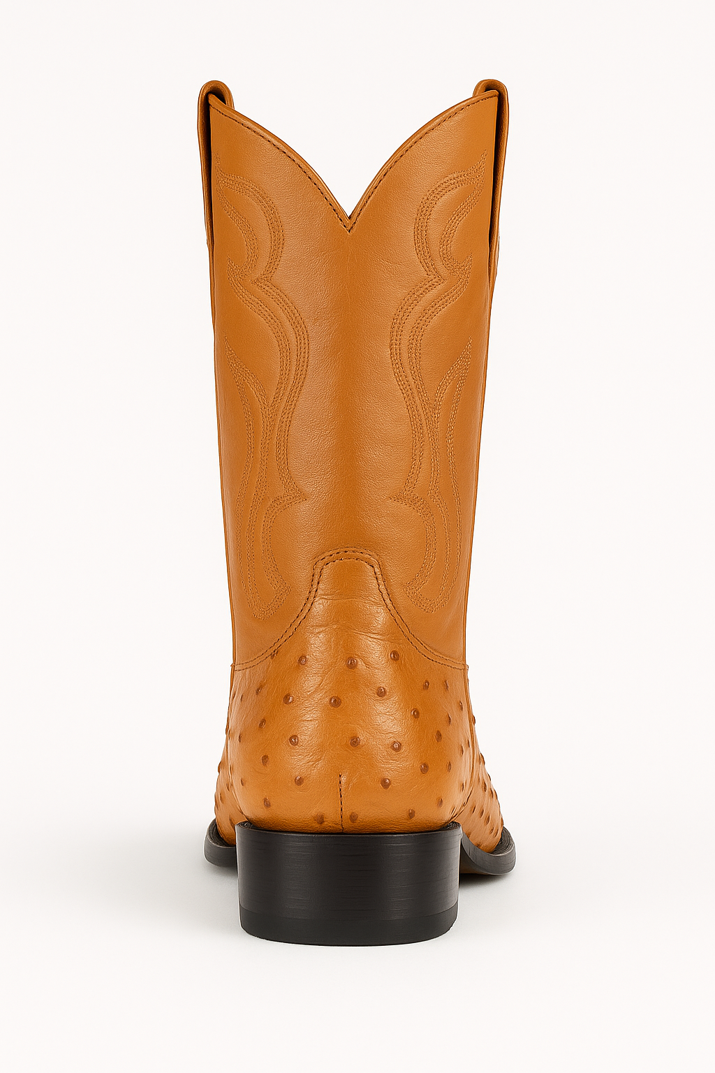 Los Altos Boots Men's Ostrich Roper Western Boots Honey