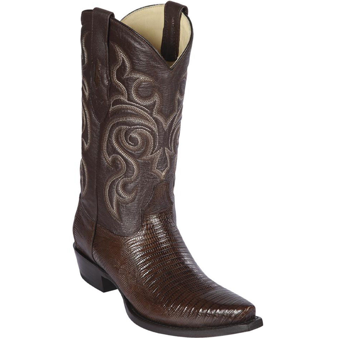 Lizard Sanded Brown Snip Toe Boots