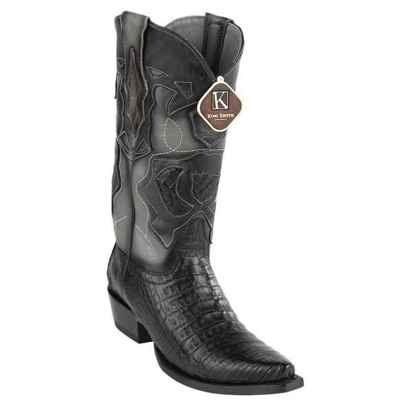 Men's Handcrafted Black Caiman Belly Boots