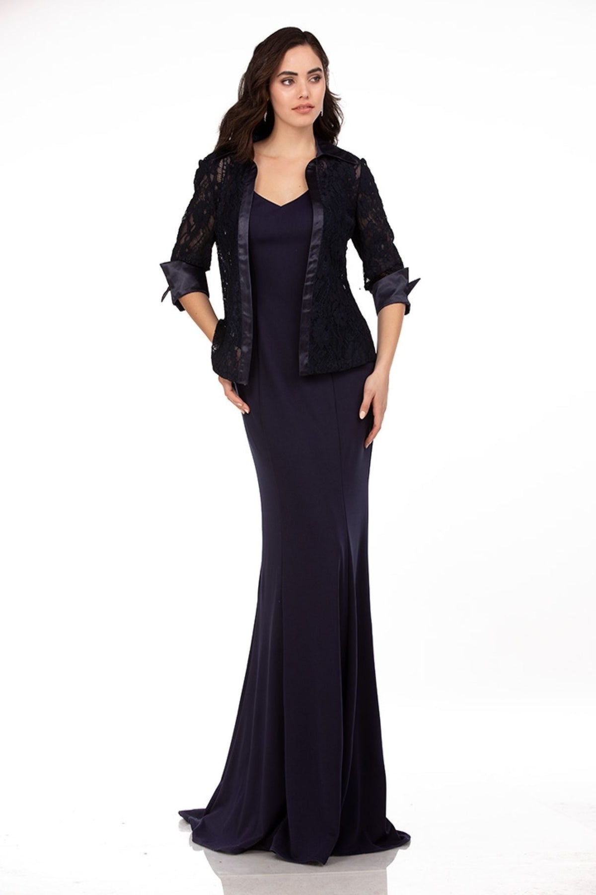 Abby Paris 986063W Lace 2-Piece 3/4 Sleeve Jacket Gown by Lucci Lu