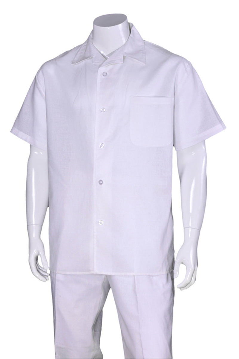 Milano Moda Men's White Linen Walking Suit