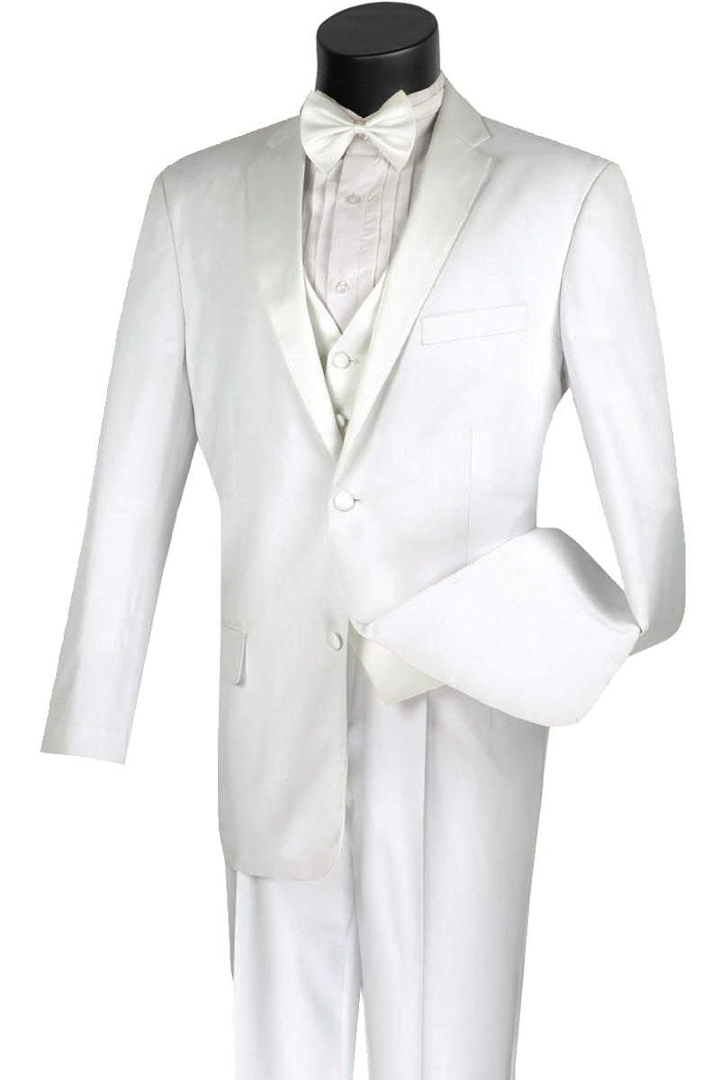 Classic White 2 Button Vested Tuxedo for Men