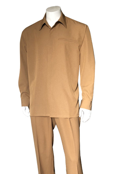 Mens Long Sleeve French Front Walking Suit in Light Brown