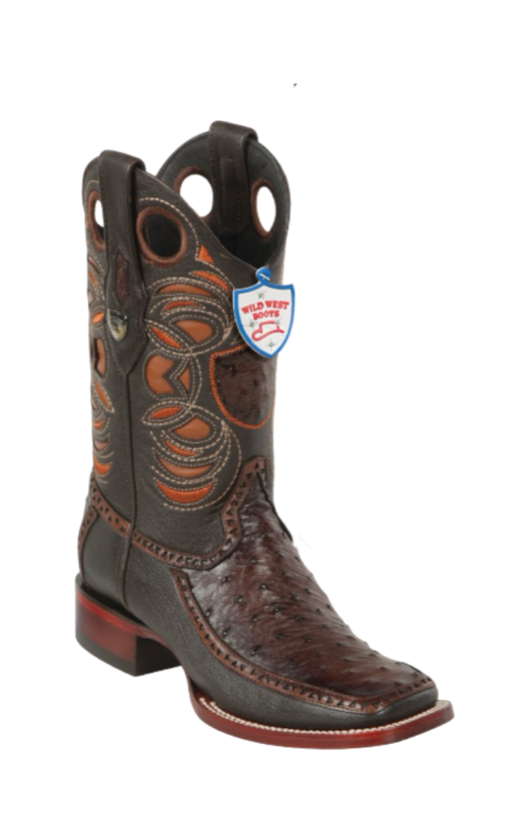 Wild West Dubai Toe Ostrich Boots Faded Brown