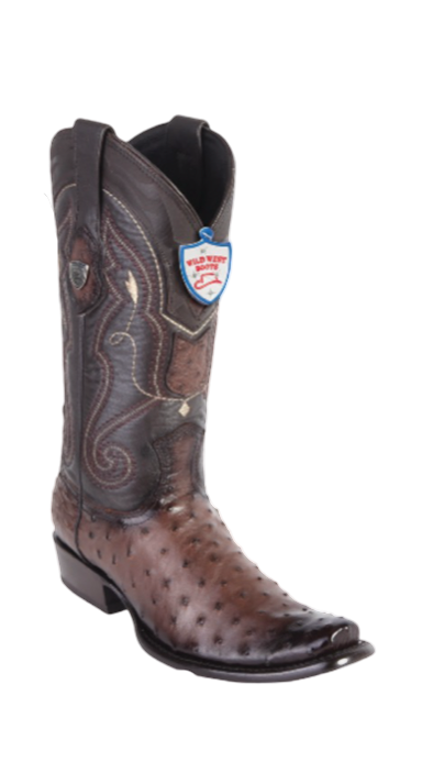 Wild West Ostrich Leather Dubai Boot, Faded Brown