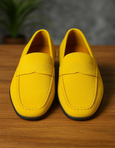 Men's Yellow Suede Loafers β Casual Slip-On Moccasin Driving Shoes