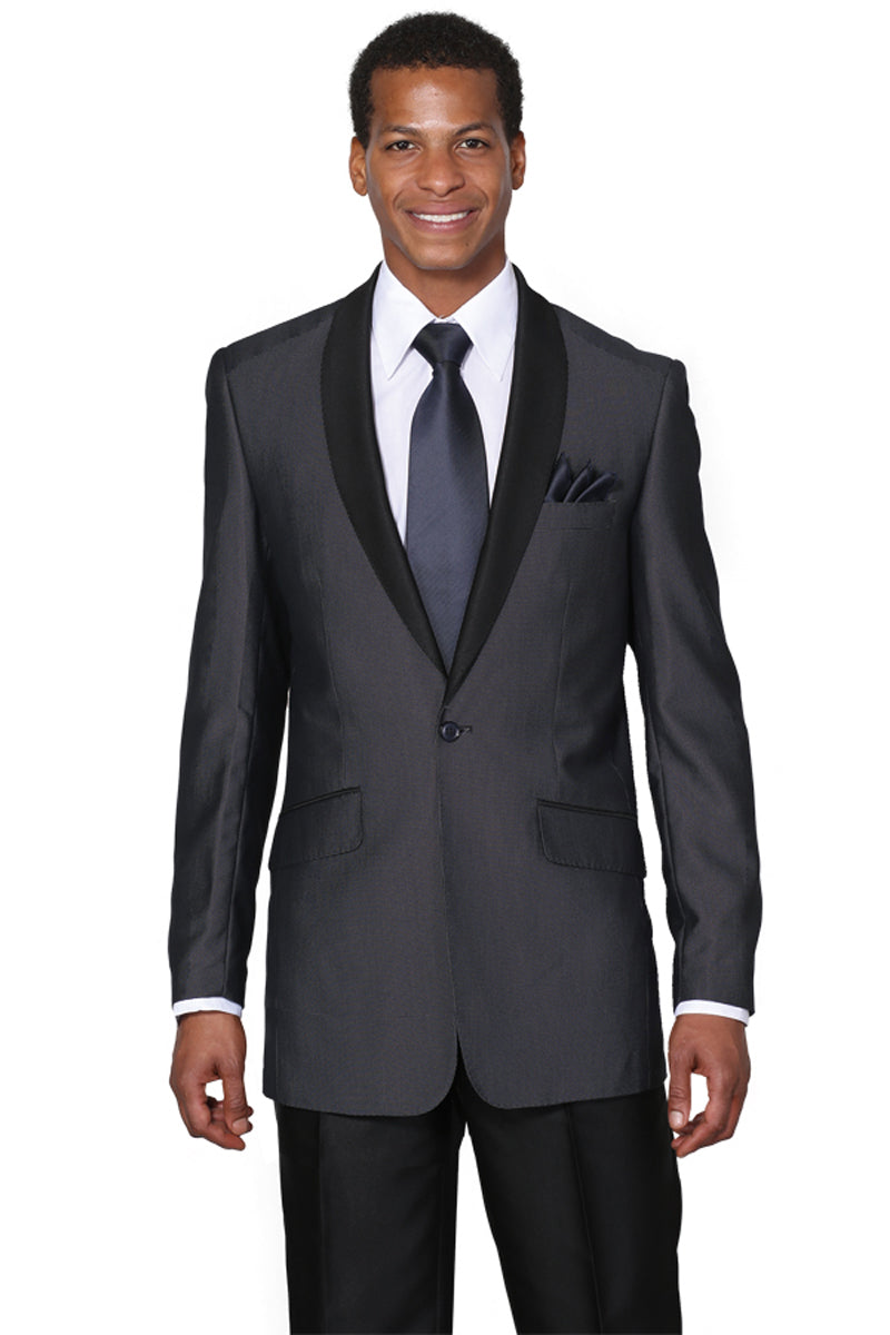 1 Button Black Shawl Lapel Tuxedo for Men