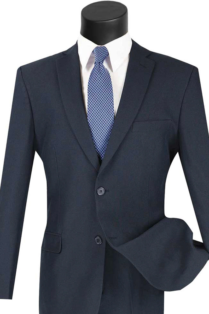Slim Fit 2 Button Navy Poplin Suit for Men