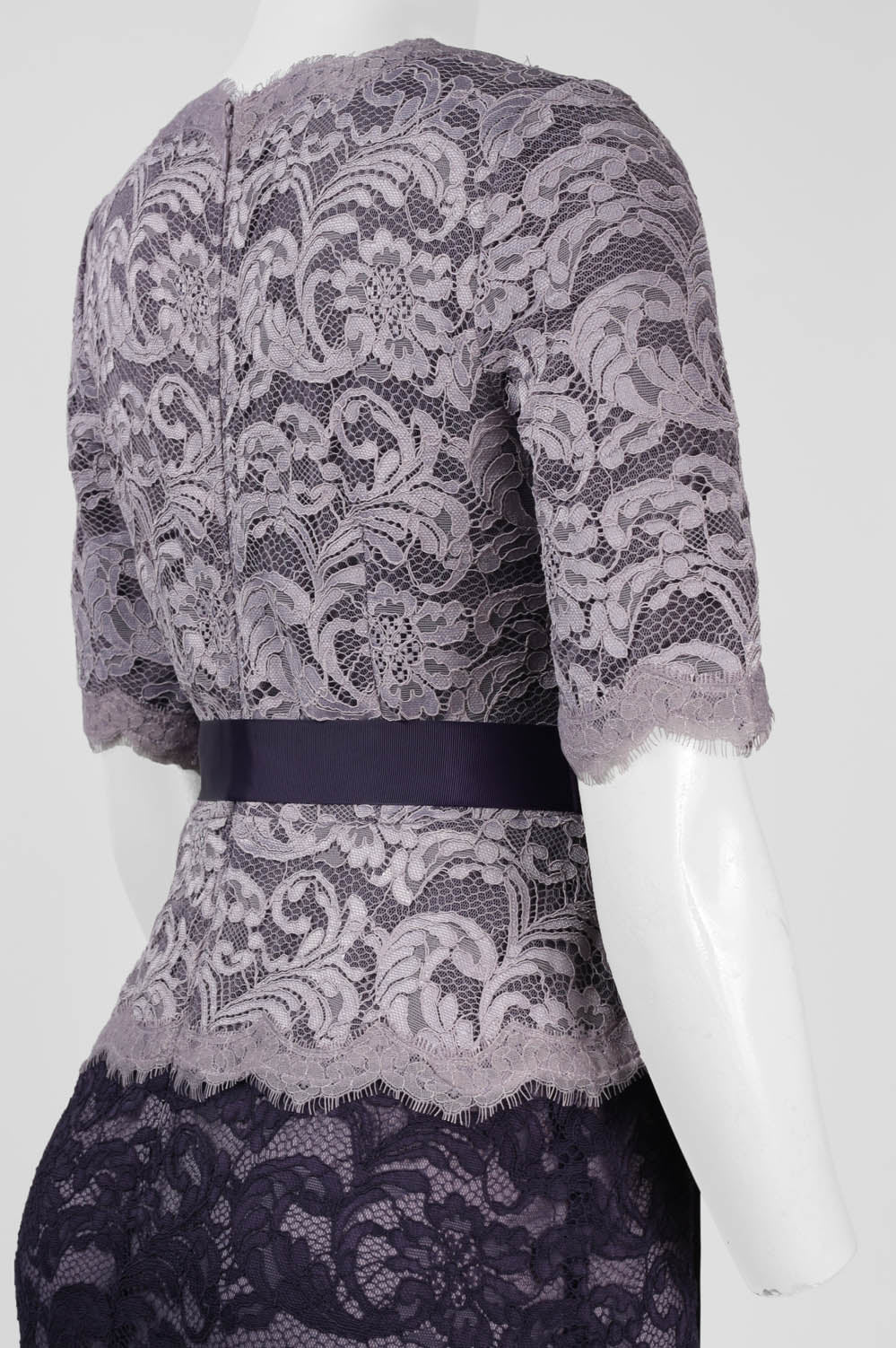 Adrianna Papell 3/4 Sleeve Tie-Waist Lace Dress