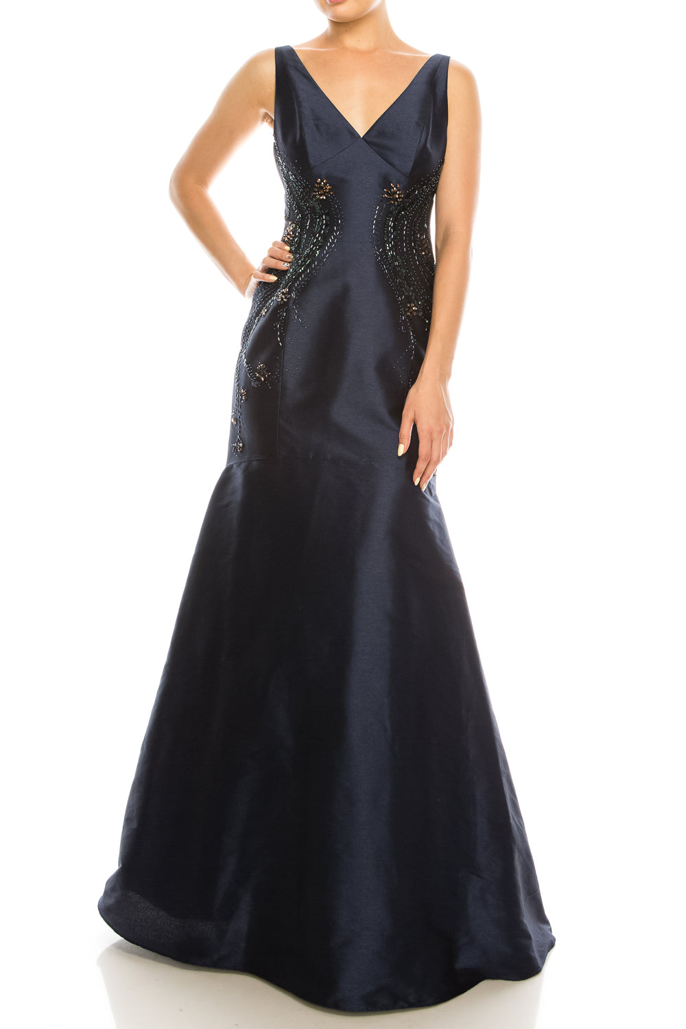 Adrianna Papell Sleeveless Beaded Faille Dress